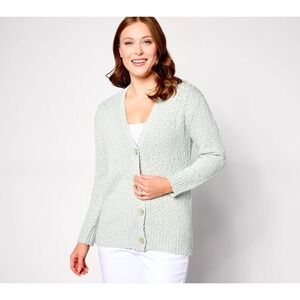 Barefoot Dreams Cozy‎ Chic Boucle Cardigan Mint Green Size Medium